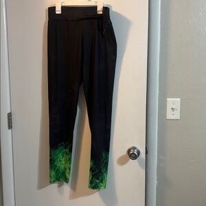 Black and Green Flame Leggings